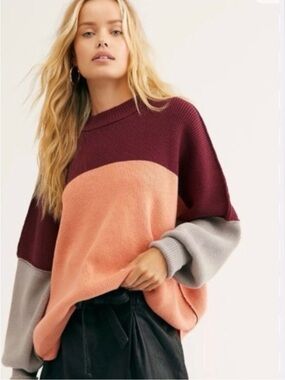 Free People Easy Street Color Block Sweater Size XS